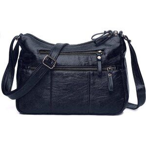🆕 Volganik Rock PU Leather Shoulder Bag Women Blue Soft Pocketbooks Purse